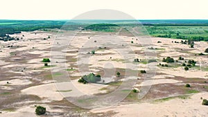 Aerial view to natural Ukrainian desert near Kitsevka, Kharkiv region