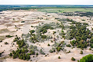 Aerial view to natural Ukrainian desert near Kitsevka, Kharkiv region