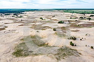 Aerial view to natural Ukrainian desert near Kitsevka, Kharkiv region