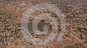 Aerial view to NDjamena and Chari or Chari river, Chad