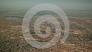 Aerial view to NDjamena and Chari or Chari river, Chad