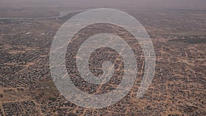 Aerial view to NDjamena and Chari or Chari river, Chad