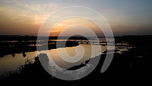 Aerial view to Niger river in Niamey at sunset Niger