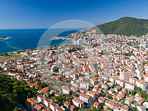 Aerial view to the Old Town of Budva