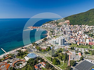 Aerial view to the Old Town of Budva