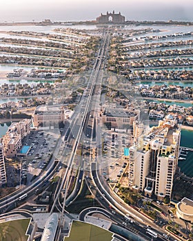 Aerial view to Palm Island in Dubai