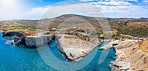 Aerial view to the Papafragas landscape on the Greek island of Milos, Cyclades