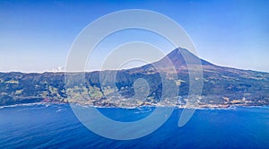 Aerial view to Pico volcano and island, Azores,Portugal