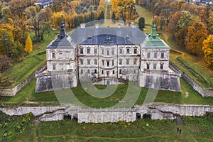 Aerial view to Pidhirtsi castle in Western Ukraine