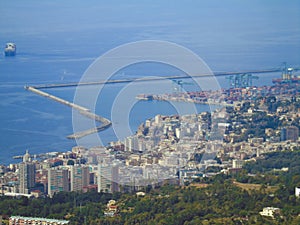 Aerial view to the Port of Genoa