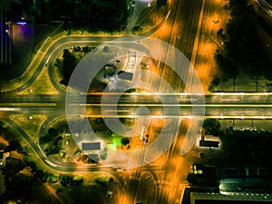 Aerial view to road bridge overpass in Kharkiv