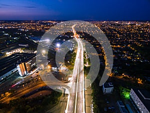 Aerial view to road bridge overpass in Kharkiv