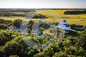 Aerial view to Saviour-Transfiguration Mhar Monastery, Ukraine