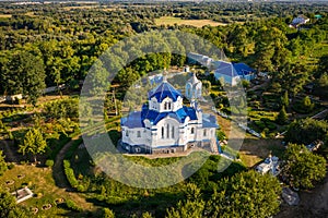 Aerial view to Saviour-Transfiguration Mhar Monastery, Ukraine