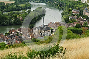 Aerial View To The Seine River Passing Les Andelys In Normandy France
