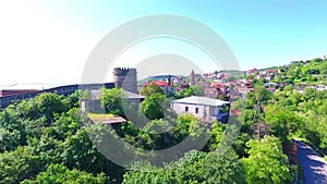 Aerial view to Sighnaghi city - georgian town Signagi in Georgia`s easternmost region of Kakheti. Important center of