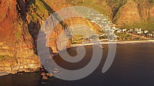 Aerial view to sunset resort landscape of Madeira