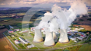 Aerial view to Temelin nuclear power plant.