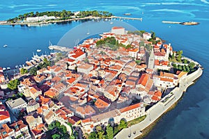 Aerial view to the town of Porec in Istria, Croatia on Adriatic coast