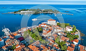 Aerial view to the town of Porec in Istria, Croatia on Adriatic coast photo