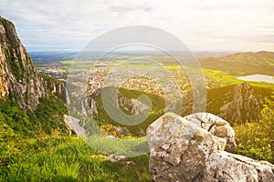 Aerial view to the town of Vratsa, Bulgaria