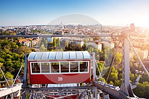 Aerial view to Vienna in Austria from Ferris Wheel