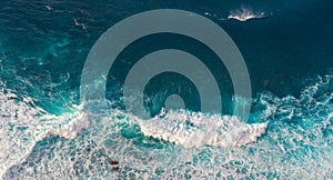 Aerial view to waves in ocean