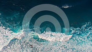 Aerial view to waves in ocean Splashing Waves