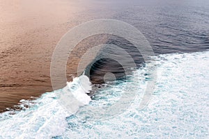 Aerial view to waves in ocean Splashing Waves.