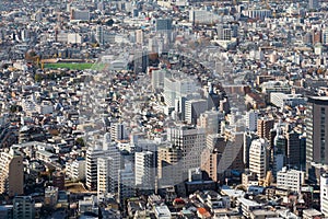 Aerial view Tokyo city downtown residence area