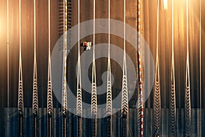 Aerial view of the toll road. toll collection point for motorway tolls, evening time