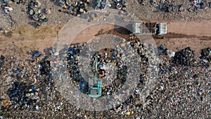 Aerial view tons of plastic waste, Plastic pollution on land