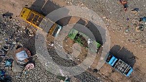 Aerial view tons of plastic waste, Plastic pollution on land