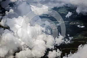 Aerial view Top cumulus clouds high over land