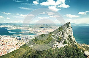 Aerial view of top of Gibraltar Rock United Kingdom