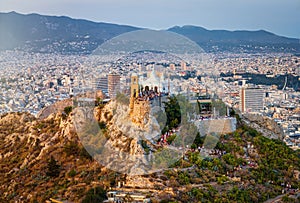 Aerial view of the top of Lycabettos Hill, Athens, Greece