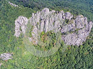 Top view of the rocks in the forest. photo