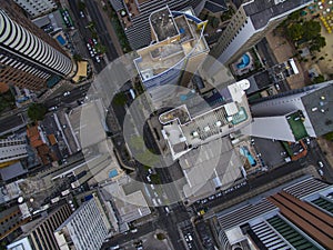 Aerial view and top view of buildings and city streets. Fortaleza city , Brazil.