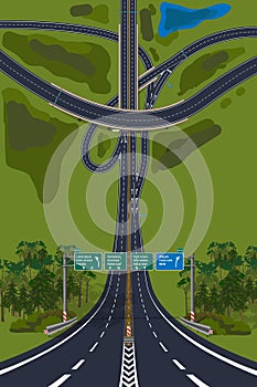 Aerial View - Top View Roads Intersections, Highways. photo