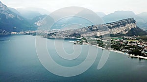 Aerial view of Torbole, lake Garda. Lombardy. Italy Europe