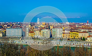 aerial view of torino dominated by mole antonelliana tower of the national cinema museum...IMAGE