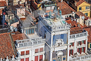 Aerial view of Torre dell'Orologio located in San Marco Square, Venice, Italy photo