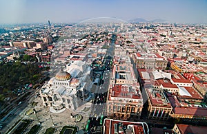 Aerial view of Torre Latinoamericana to Mexico City downtown