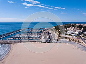 Aerial view of Torredembarra with harbor