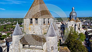 Aerial view of the Tour CÃ©sar (Caesar tower) in Provins