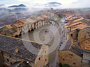 Aerial view of the town of Ainsa in Huesca. photo