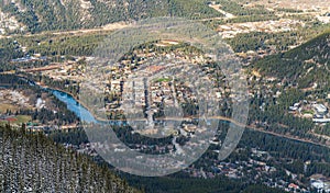 Aerial view of Town of Banff. Banff National Park, Canadian Rockies
