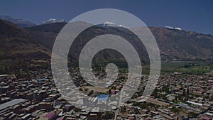 Aerial view of the town of Caraz, Ancash.