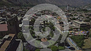 Aerial view of the town of Caraz, Ancash.