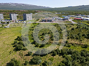 aerial view of town of Egilsstadir in Iceland